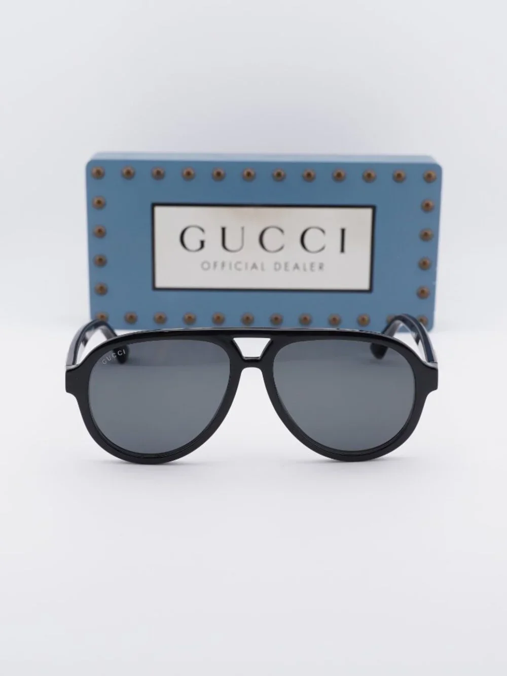 Gucci GG0767S 001 Aviator Men Sunglasses - Black / Grey